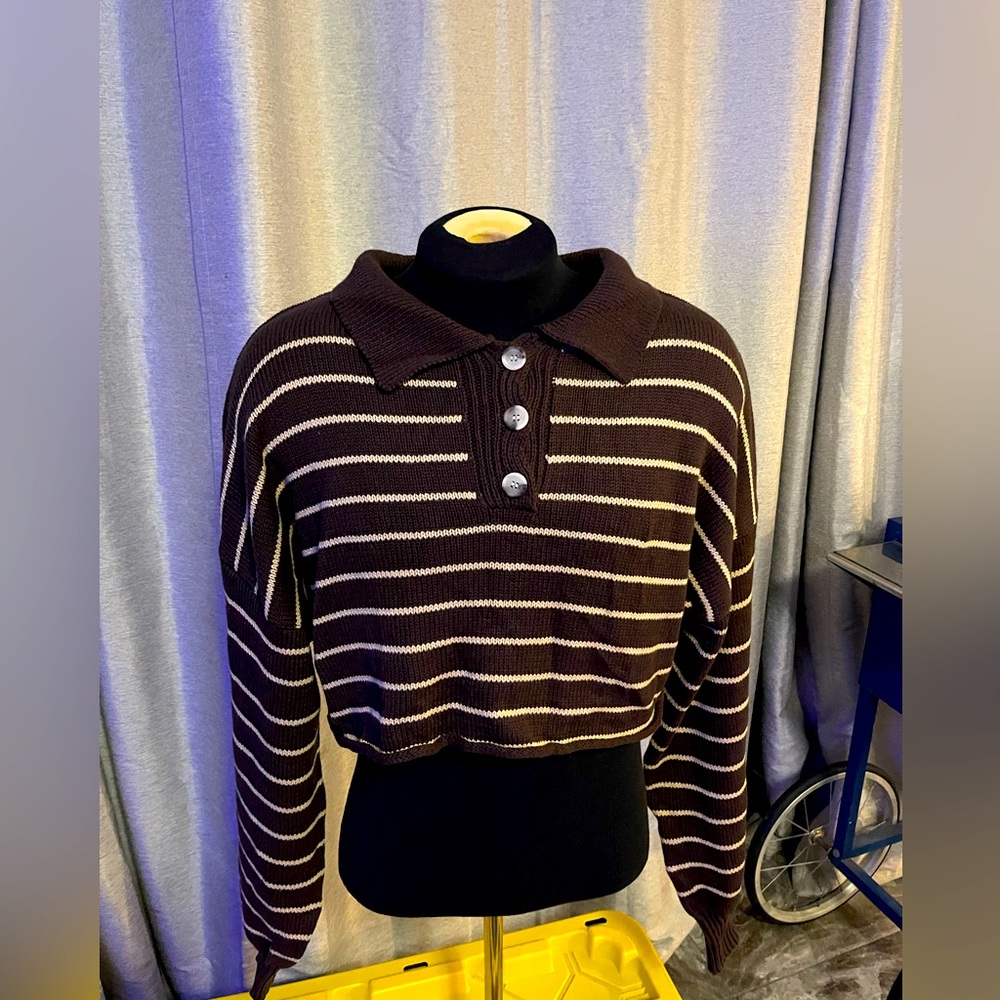 French Saturday Sweater - Brown/combo Fashion Nova